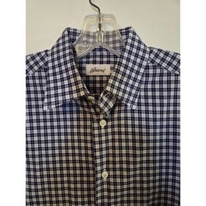 Brioni Men's plaid button down shirt medium
